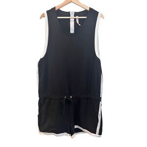 Fabletics Black and White Athletic Romper Jumpsuit
